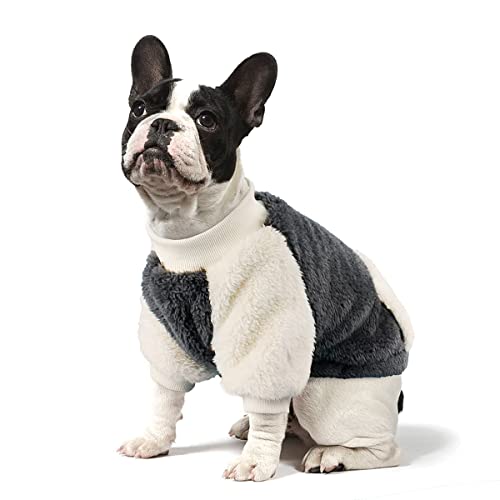 NAMSAN Hundepullover für Kleine Hunde Winter Hundepullover mit Taschendesign Warm Fleece Hundepulli für Kleine Hunde/Welpe-Grau, L von Namsan