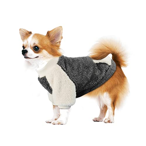NAMSAN Hundepullover für Kleine Hunde Winter Hundepullover mit Taschendesign Warm Fleece Hundepulli für Kleine Hunde/Welpe-Grau, M von Namsan