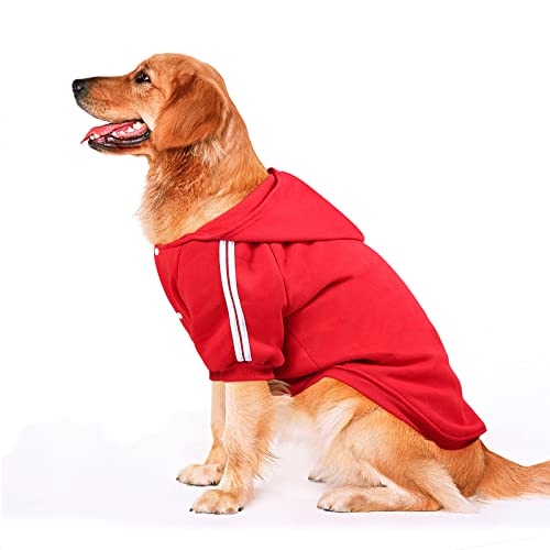 NAMSAN Hundepullover Warm Hundebekleidung Winterkleidung für Große Hunde Knopfdesign Hund Hoodie Hundepulli Rot—6XL von Namsan