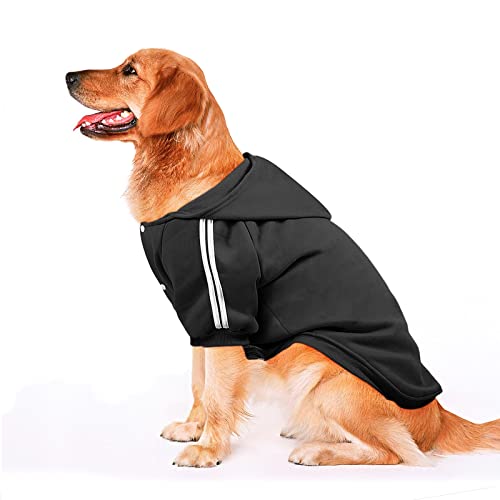 NAMSAN Hundepullover Warm Hundebekleidung Winterkleidung für Große Hunde Knopfdesign Hund Hoodie Hundepulli Schwarz—6XL von Namsan