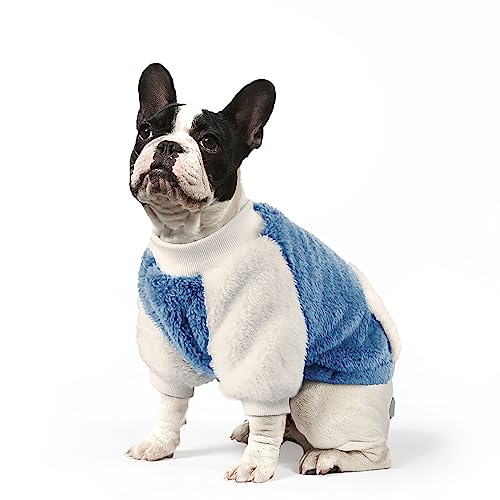 NAMSAN Hundepullover für Kleine Hunde Winter Hundepullover mit Taschendesign Warm Fleece Hundepulli für Kleine Hunde/Welpe-Blau, L von Namsan