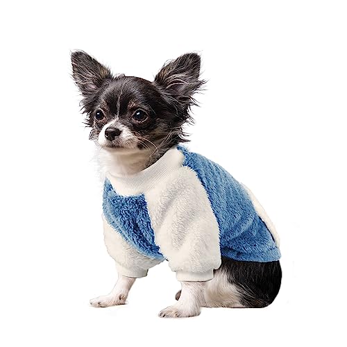 NAMSAN Hundepullover für Kleine Hunde Winter Hundepullover mit Taschendesign Warm Fleece Hundepulli für Kleine Hunde/Welpe-Blau, M von Namsan