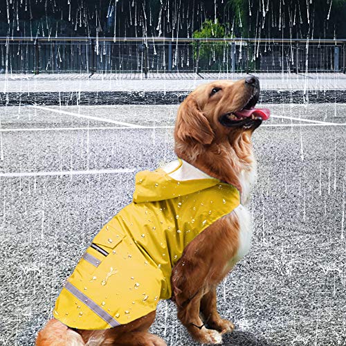 NAMSAN Hunderegenmantel Wasserdicht Hunde Regenjacke Verstellbarer Regenmantel mit Reflektierenden Streifen Geeignet für Mittlere und Große Hunde (3XL) von Namsan