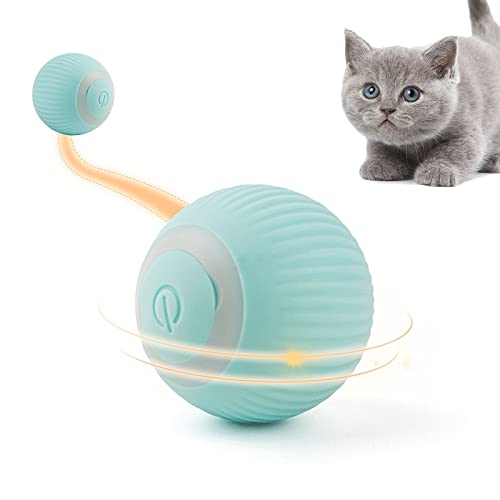 Namsan Katzenspielzeug Elektrisch Katzenball mit LED Licht Automatischer 360-Grad-Rollbal Interaktives Katzenspielzeug USB Wiederaufladbarer für Katzen (Blau) von Namsan