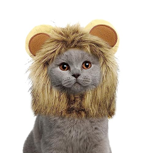 NAMSAN Löwenmähne für Katzen, kleine Hunde, Halloween-Kostüm, Katze, Löwenmähne, Perücke, König der Löwen, Hut, Cosplay, Kätzchen-Outfit für Halloween, Ostern, Urlaub, Party, Aktivität NAMSAN Löwenmähne für Katzen, kleine Hunde, Halloween-Kostüm, Katze, Löwenmähne, Perücke, König der Löwen, Hut, Cosplay, Kätzchen-Outfit für Halloween, Ostern, Urlaub, Party, Aktivität von Namsan