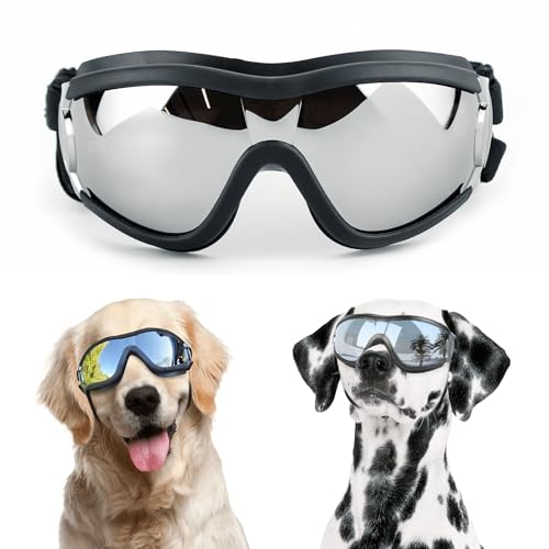 NAMSAN Sonnenbrille für Hunde - Einstellbar, Wasserdicht, Winddicht - Motorradbrille Schutzbrille für Mittel/Große Hunde - Schwarz von Namsan