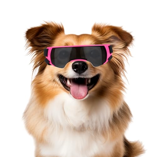 NAMSAN Sonnenbrille für Kleine Hunde Schutzbrille für Kleine Hunde Winddichte UV-Schutz Wasserdicht Hundebrille Welpen mit Einstellbar Gummiband-Rosa von Namsan