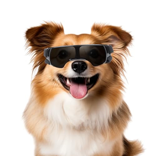 NAMSAN Sonnenbrille für Kleine Hunde Schutzbrille für Kleine Hunde Winddichte UV-Schutz Wasserdicht Hundebrille Welpen mit Einstellbar Gummiband-Schwarz von Namsan