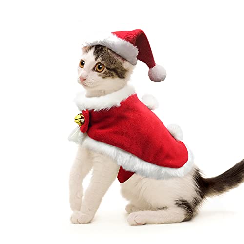 NAMSAN Weihnachtskostüm für Haustiere, Katze, Weihnachtsmann-Outfit, für kleine Hunde mit Umhang, Katze von Namsan