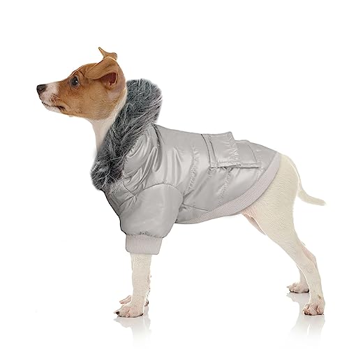 NAMSAN Wintermantel für Kleine Hunde Warme Winter Hundemantel Knopfverschluss Hundebekleidung für Welpen/Mittlere Hunde-Grau von Namsan