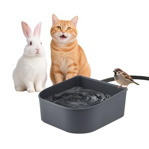 Namsan Beheizter Wassernapf für Katzen Outdoor/Indoor, 1L Kaninchen Thermoschüssel, Verhindert Einfrieren, Hängende Beheizte Käfigschale für Huhn, Vögel, Kleine Hunde, Selbstmontage, Grau von Namsan