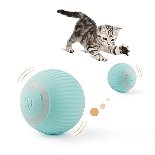 Namsan Elektrisch Katzenspielzeug Interaktiver Katzenball mit Led-licht Silikon Elektrische Katzenball Typ-C-Laden Automatischer Klein Ball für Katzen (Blau) von Namsan