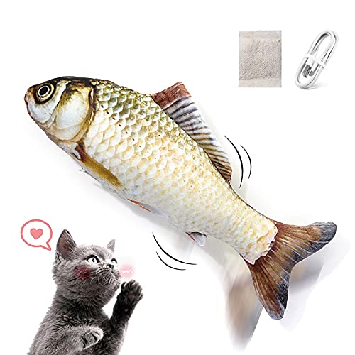 Namsan Elektrischer beweglicher Fisch Katzenspielzeug – Fisch Kicker Katze Kauspielzeug mit Katzenminze, lustiges interaktives Flopping Cat Fisch Spielzeug, USB wiederaufladbar von Namsan