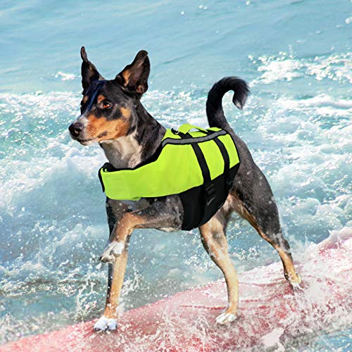 NAMSAN Hundeschwimmwesten Schwimmweste für Hund Tragbar Aufblasbar Rettungswesten für Kleine/Mitte/Groß Hunde, Grün-M von Namsan