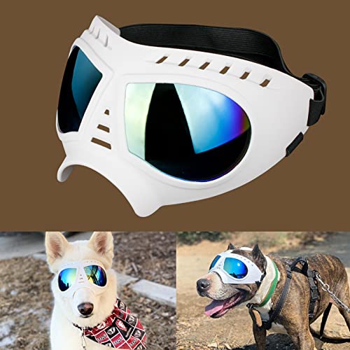Namsan Hunde Sonnenbrille Große Rasse Anti-UV Hundebrille für Mittelgroße Hunde Winddicht Anti-Staub Antifog Weiche Haustier Hund Brille für Lange Schnauze Hunde Augenschutz, Weiß von Namsan