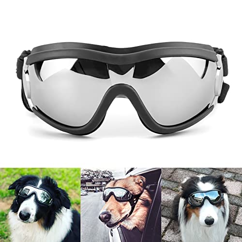 NAMSAN Sonnenbrillen für Hunde Einstellbar Hundebrille Wasserdicht Winddicht Hunde Motorradbrille Schutzbrille für Mittel/Gross Hunde-Schwarz von Namsan