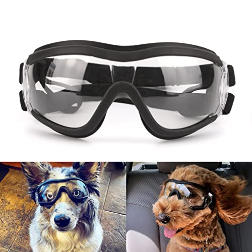 NAMSAN Sonnenbrillen für Hunde Einstellbar Hundebrille Wasserdicht Winddicht Hunde Motorradbrille Schutzbrille für Mittel/Gross Hunde-Clear von Namsan
