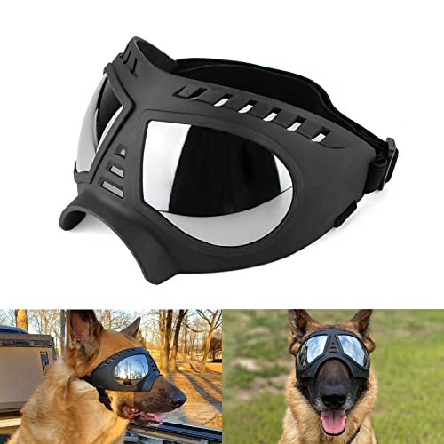 NAMSAN Hundebrille UV Wasserdicht Winddicht Einstellbar Hunde Sonnenbrille Mode Hunde Schutzbrille für Mittel Große Hunde-Schwarz von Namsan