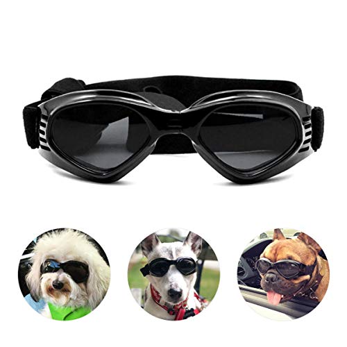 Namsan Hundebrille Verstellbarer Riemen Schutzbrille für Hunde Wasserdicht Winddicht Hunde Sonnenbrille -Schwarz von Namsan