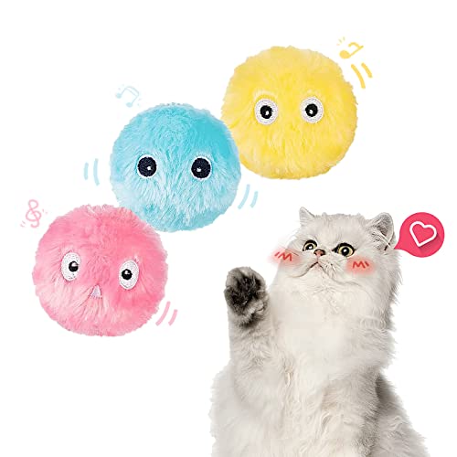 Namsan Katzenball Interaktive Katzenspielzeug mit Zwitschern 3 Stück Plüsch Katzenspielball für Katzen von Namsan