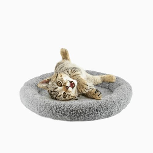 NAMSAN Katzenbett für Kleine Katze Rund Katzenkissen Donut Katzendecke Katzen Schlafplatz Plüsch Rutschfes Katzenkorb zum Schlafen, Grau von Namsan
