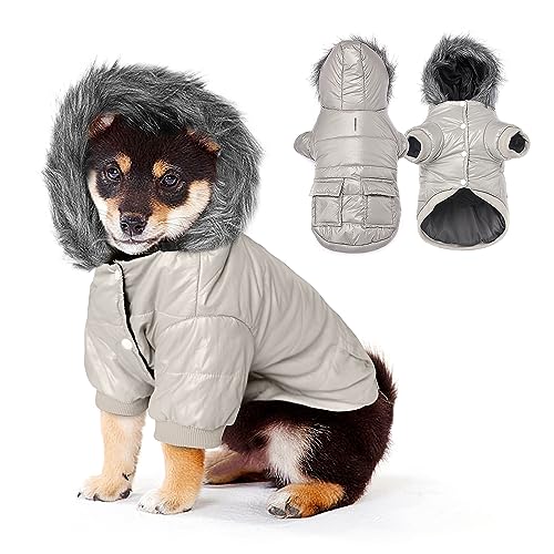 Namsan Pet Puppy Dog wasserfeste Kleidung und Winddichte Kapuzen Winter warme Kleidung Mantel Outwear -Grau -Kleine von Namsan