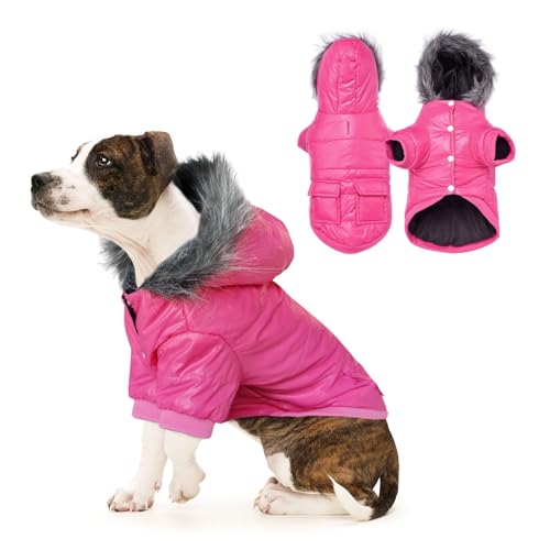 Namsan Pet Puppy Dog wasserfeste Kleidung und Winddichte Kapuzen Winter warme Kleidung Mantel Outwear -Pink -Grosse von Namsan