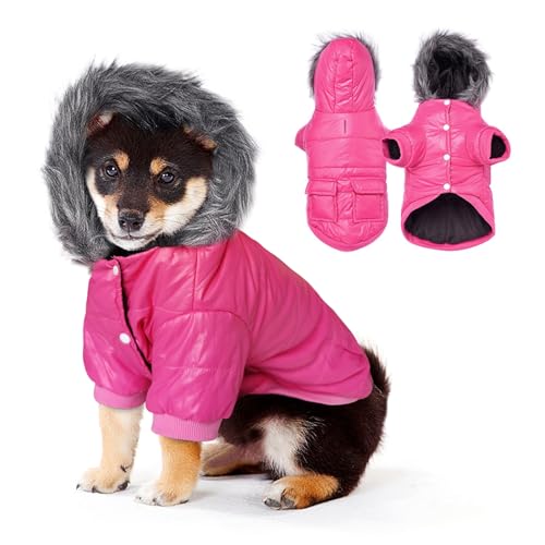 Namsan Pet Puppy Dog wasserfeste Kleidung und Winddichte Kapuzen Winter warme Kleidung Mantel Outwear -Pink -Medium von Namsan
