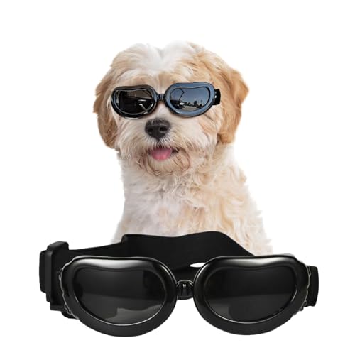 NAMSAN Sonnenbrillen für Hunde UV Schutzbrille Wasserdichter Einstellbar Hundebrille für Kleine Hunde/Katzen -Schwarz von Namsan