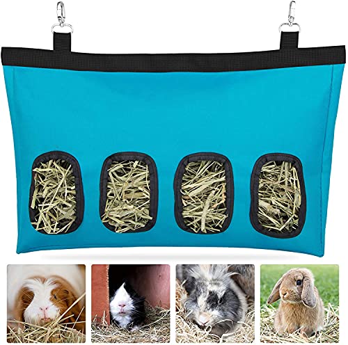 Namvo Heu-Futtertasche für Kaninchen, Meerschweinchen, zum Aufhängen, Heu, für kleine Tiere, große Größe, 600D-Oxford-Stoff, Blau von Namvo