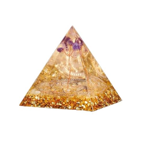 Namzi 1 Stück lila zerkleinerter Lebensbaum + gelber natürlicher Schotter, Harz-Kristall-Pyramide, Ornament, Kunstharz, Handwerk, Heimdekoration, Energieornament, 6 cm Namzi 1 Stück lila zerkleinerter Lebensbaum + gelber natürlicher Schotter, Harz-Kristall-Pyramide, Ornament, Kunstharz, Handwerk, Heimdekoration, Energieornament, 6 cm von Namzi