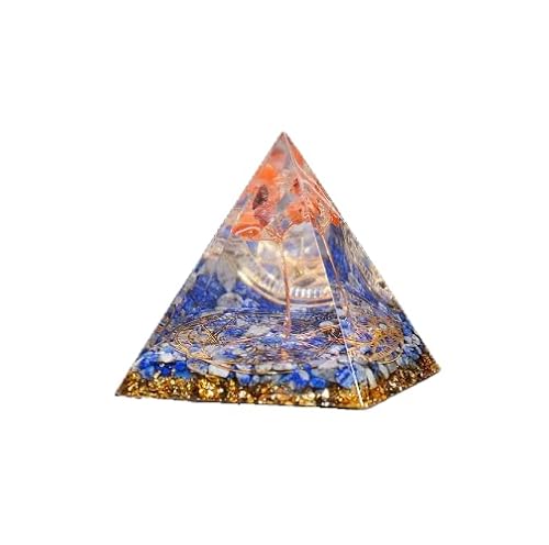 Namzi 1 x roter natürlicher Schotterstein, Lebensbaum, Harz-Kristall-Pyramide, Ornament, Kunstharz, Handwerk, Heimdekoration, Energie-Ornament, 6 cm von Namzi