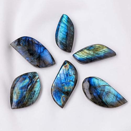 Namzi 2 Stück 3–5 cm natürlicher blauer Mondstein in Blattform, farbiger heller Feldspat-Anhänger, Heimdekoration, 2 Stück Namzi 2 Stück 3–5 cm natürlicher blauer Mondstein in Blattform, farbiger heller Feldspat-Anhänger, Heimdekoration, 2 Stück von Namzi