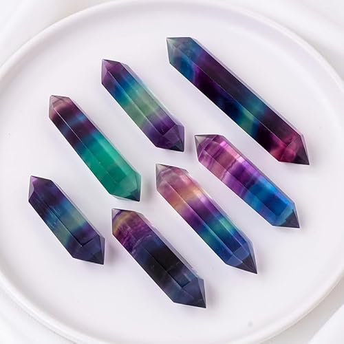 Namzi 2 Stück farbiger Naturstein, Kristall, Doppelspitzsäule, sechseckige Säule, Länge 3–4 cm, Naturstein, doppelspitzig, Energiesäule, dekoratives Ornament von Namzi
