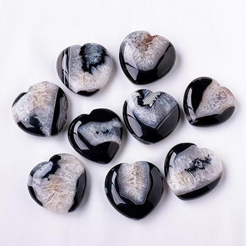 Namzi 2 Stück natürliche schwarze Herz-Ornamente, Kristall-Rohsteine, Kristalllöcher, herzförmige Anhänger, dekorative Heim-Naturstein-Ornamente, 4–4,5 cm von Namzi