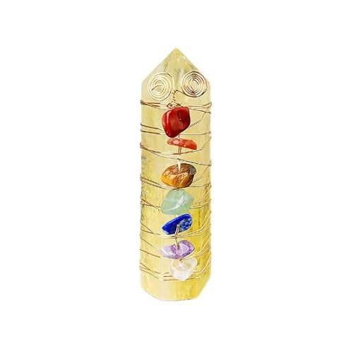 Namzi 2 Stück natürlicher, bunter Schotter, Golddraht, gewickelte Kristallsäulen, gelber Naturkristall, Rohstein, sechseckige Säule, Heimdekoration, Ornament Namzi 2 Stück natürlicher, bunter Schotter, Golddraht, gewickelte Kristallsäulen, gelber Naturkristall, Rohstein, sechseckige Säule, Heimdekoration, Ornament von Namzi