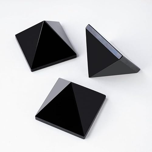 Namzi 2 natürliche Obsidian-Pyramiden-Ornamente, 6 x 6 cm, Kristallstein, vierseitiger Turm, Wohnzimmer-Dekoration, 7 Sterne, Turm, Handwerks-Ornamente von Namzi
