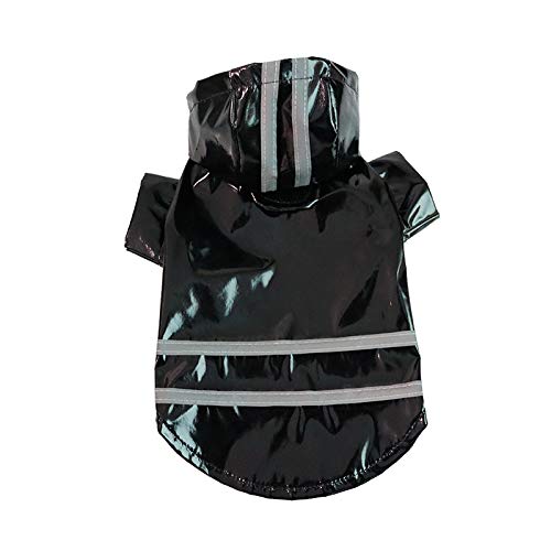 Namzi Hunde-Regenmantel, Hundeponcho mit transparenter Kapuze und 2 Beinen, wasserdichte Hundejacke mit reflektierenden Streifen für kleine, mittelgroße und große Hunde (Schwarz, S) von Namzi