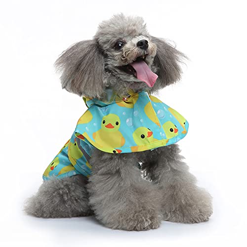 Namzi Reflektierender Hunde-Regenmantel mit Loch für die Kapuze, wasserdicht, Zupfponcho für kleine, mittelgroße Hunde und Welpen (Größe S, Ente) von Namzi