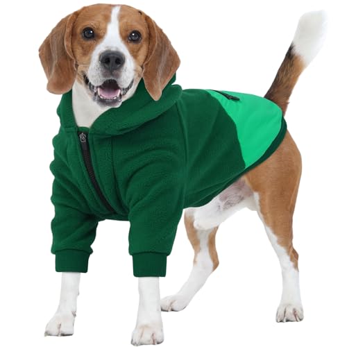 Nanaki Hunde-Kapuzenpullover für große Hunde, Sweatshirt mit Tasche, warme Fleecejacke für Jungen und Mädchen für Bulldogge, Kaltwettermantel für Weihnachten, Urlaub, drinnen und draußen (Grau, Größe von Nanaki