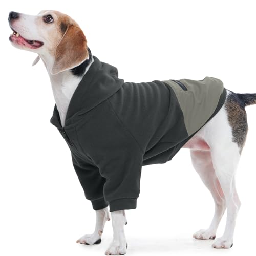 Nanaki Hunde-Kapuzenpullover für große Hunde mit Tasche, bequemes, dehnbares Fleece, verstellbare Kapuze für Beagle, warmer Pullover für Herbst und Winter (Grau, Größe L (Rücken: 40 cm, Brustumfang Nanaki Hunde-Kapuzenpullover für große Hunde mit Tasche, bequemes, dehnbares Fleece, verstellbare Kapuze für Beagle, warmer Pullover für Herbst und Winter (Grau, Größe L (Rücken: 40 cm, Brustumfang von Nanaki