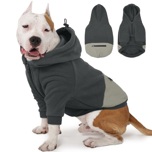 Nanaki Hunde-Kapuzenpullover für große Hunde mit Tasche, dehnbarer Pullover, großes Sweatshirt mit Kapuze, weiches, gemütliches Fleece-Futter, Dobermann-Kleidung für den Winter (Grau, Größe 3XL Nanaki Hunde-Kapuzenpullover für große Hunde mit Tasche, dehnbarer Pullover, großes Sweatshirt mit Kapuze, weiches, gemütliches Fleece-Futter, Dobermann-Kleidung für den Winter (Grau, Größe 3XL von Nanaki