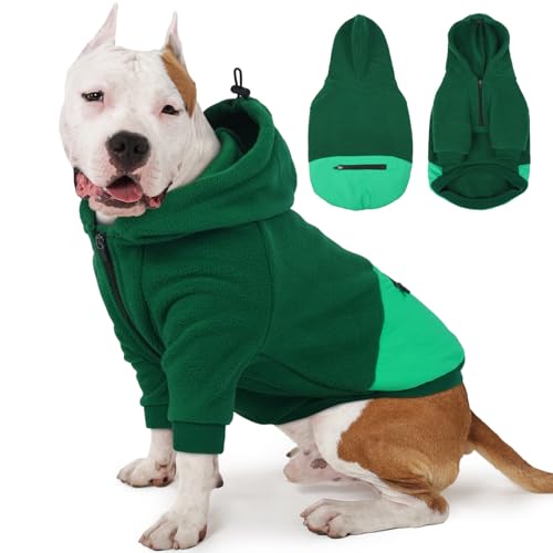 Nanaki Hunde-Kapuzenpullover für große Hunde mit Tasche, dehnbarer Pullover, großes Sweatshirt mit Kapuze, weiches, gemütliches Fleece-Futter, Dobermann-Kleidung für den Winter (Grau, Größe 3XL von Nanaki