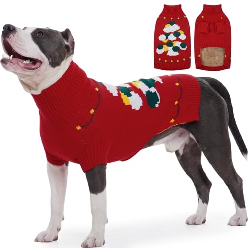 Nanaki Hunde-Rollkragenpullover mit Rollkragen, Pitbull-Pullover, gestrickt, warm, dehnbar, Weihnachten, Halloween, Thanksgiving, Pullover, Sweatshirt, mittelgroße Rassen, kaltes Wetter, Winter/Herbst von Nanaki