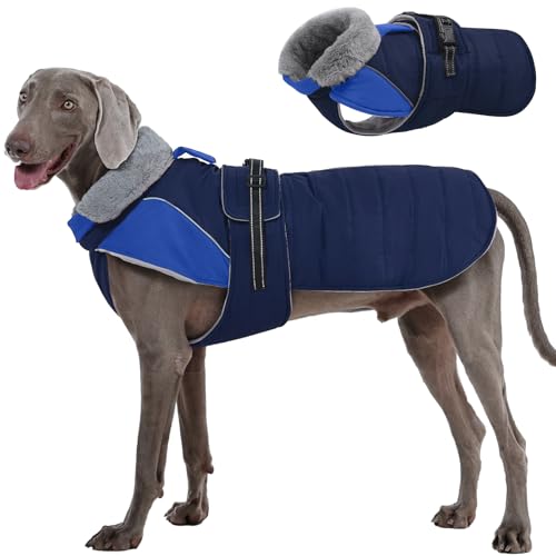 Nanaki Hundemantel für große Hunde, wasserdicht, warmes Fleecefutter, Pelzkragen, große Hundejacke mit Loch für die Leine, reflektierend, für kaltes Wetter, Haustierjacke, Outdoor, Spaziergänge, Jagd Nanaki Hundemantel für große Hunde, wasserdicht, warmes Fleecefutter, Pelzkragen, große Hundejacke mit Loch für die Leine, reflektierend, für kaltes Wetter, Haustierjacke, Outdoor, Spaziergänge, Jagd von Nanaki