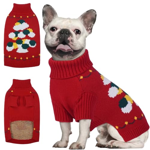 Nanaki Warmer, mittelgroßer Hundepullover, Rollkragen, gestrickt, Weihnachts-Outfit, Winter, Welpenpullover, dehnbar, Strickpullover, Sweatshirt, Französische Bulldogge, Pullover, Urlaub, Halloween von Nanaki