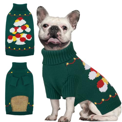 Nanaki Warmer, mittelgroßer Hundepullover, Rollkragen, gestrickt, Weihnachts-Outfit, Winter, Welpenpullover, dehnbar, Strickpullover, Sweatshirt, Französische Bulldogge, Pullover, Urlaub, Halloween von Nanaki