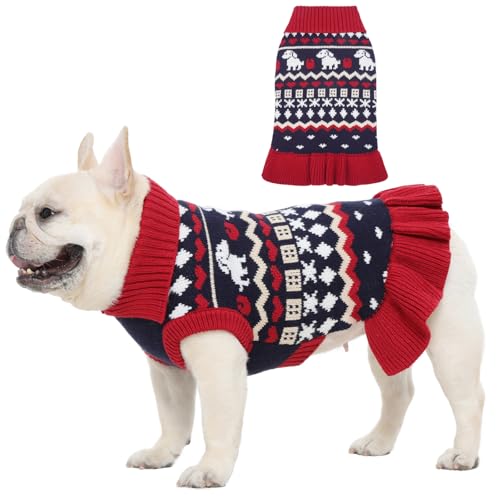 Nanaki Weihnachtspullover für Hunde, dehnbar, Thermo-Welpenpullover, weicher Strickpullover, ärmellos, warm, Halloween-Sweatshirt für Hündinnen, kleine und mittelgroße Rassen, Winterpullover von Nanaki