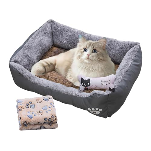Nankoyal Beruhigendes Hundebett,Hundebett - Luxus-Welpen-Haustierbett - Luxuriöses Welpen-Haustierbett mit Kühlmatte, Decke und Spielzeugknochen zum Schlafen Nankoyal Beruhigendes Hundebett,Hundebett - Luxus-Welpen-Haustierbett - Luxuriöses Welpen-Haustierbett mit Kühlmatte, Decke und Spielzeugknochen zum Schlafen von Nankoyal