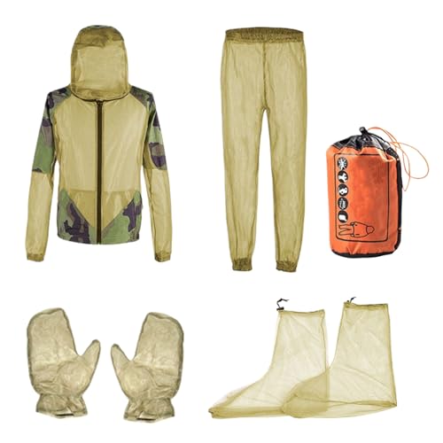 Nankoyal Ganzkörper-Fliegennetz-Anzug – Ganzkörper-Fliegen-Outfit, Jacke, Hose, Handschuhe, atmungsaktiver Schutz für Reisen, Imkerei, Camping, Wandern, Outdoor, Angeln, Gartenarbeit von Nankoyal